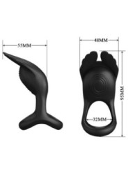 PRETTY LOVE - SILAS ANNEAU PÉNIS VIBRANT 7 VIBRATIONS SILICONE NOIR