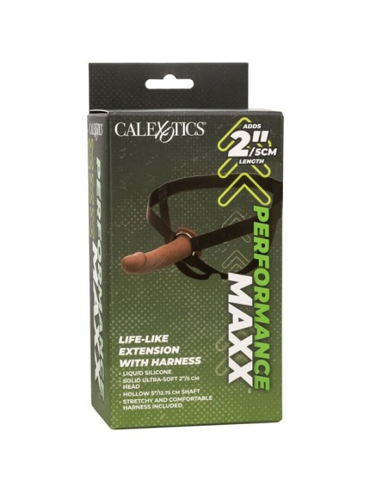 CALEXOTICS - EXTENSION PERFORMANCE MAXX RÉALISTE AVEC HARNAIS PEAU MARRON