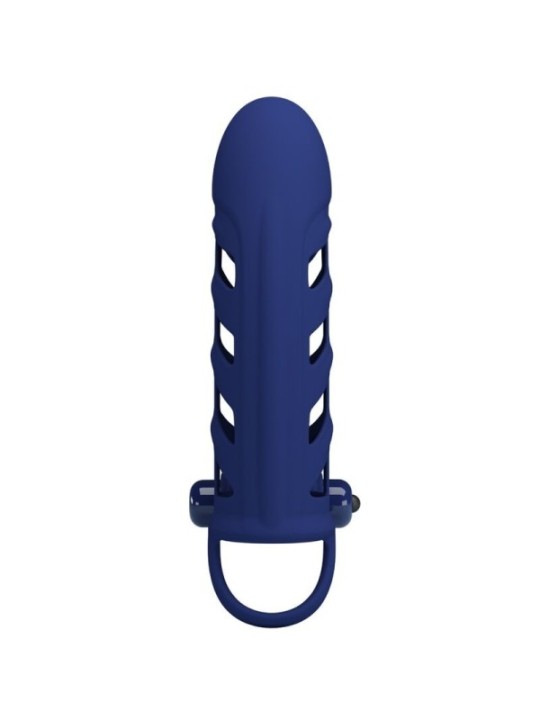 PRETTY LOVE - ALTAF ANNEAU VIBRATEUR AVEC GAINE EN SILICONE BLEU