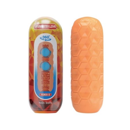 PRETTY LOVE - MASTURBATEUR POUR HOMME À DEUX BOULES ORANGE