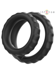 INTENSE - DEWEY ANNEAU PÉNIS DOUBLE SILICONE NOIR MODÈLE 2