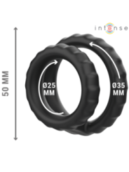 INTENSE - DEWEY ANNEAU PÉNIS DOUBLE SILICONE NOIR MODÈLE 2