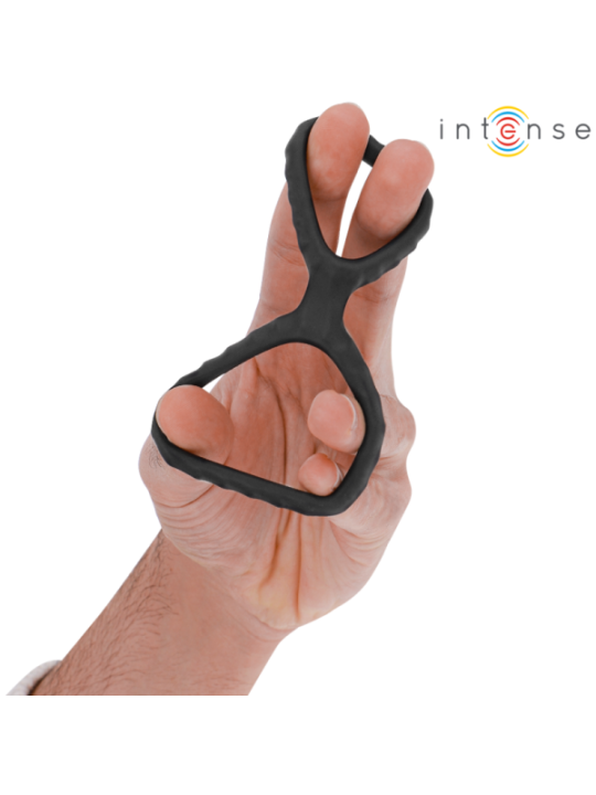 INTENSE - DEWEY ANNEAU PÉNIS DOUBLE SILICONE NOIR MODÈLE 2