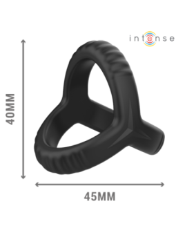 INTENSE - CARSON ANNEAU PÉNIS DOUBLE SILICONE NOIR MODÈLE 4