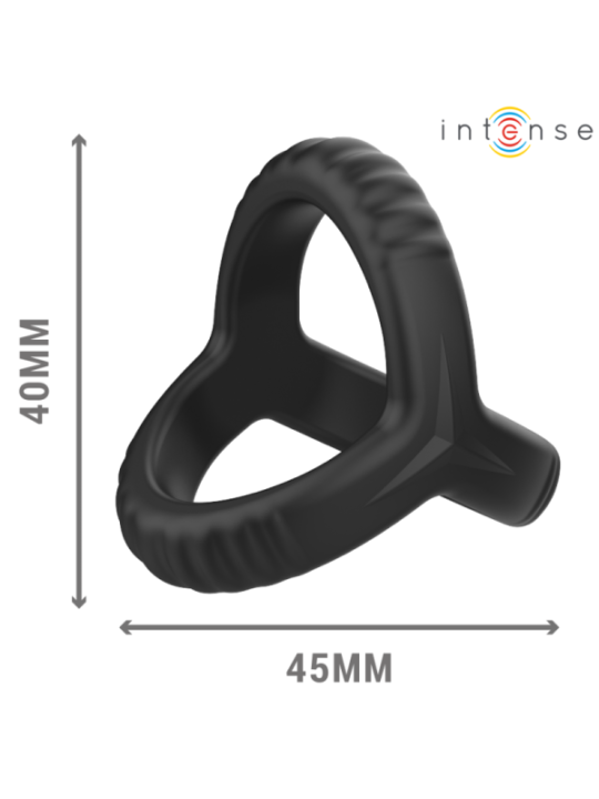 INTENSE - CARSON ANNEAU PÉNIS DOUBLE SILICONE NOIR MODÈLE 4