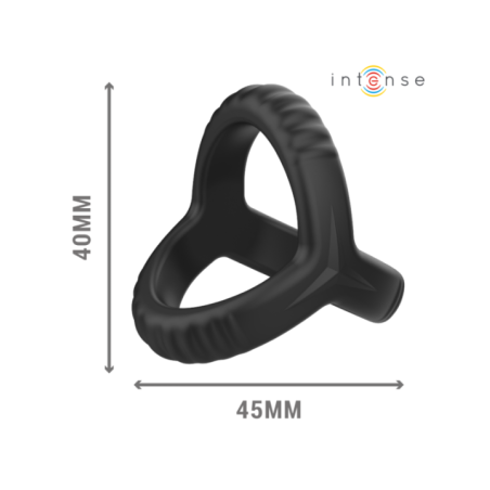 INTENSE - CARSON ANNEAU PÉNIS DOUBLE SILICONE NOIR MODÈLE 4