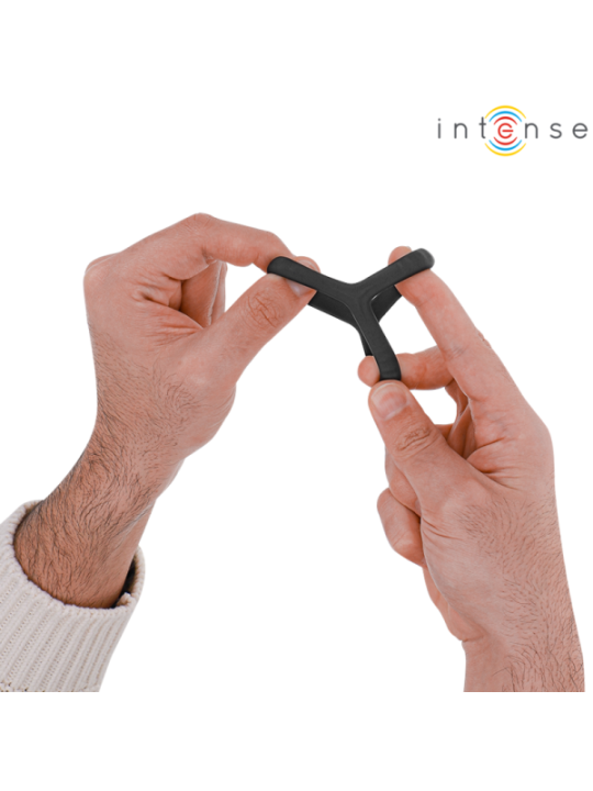 INTENSE - CARSON ANNEAU PÉNIS DOUBLE SILICONE NOIR MODÈLE 4