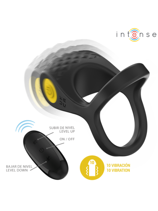 INTENSE - ALEX VIBRATEUR DOUBLE ANNEAU PÉNIS 10 VIBRATIONS NOIR