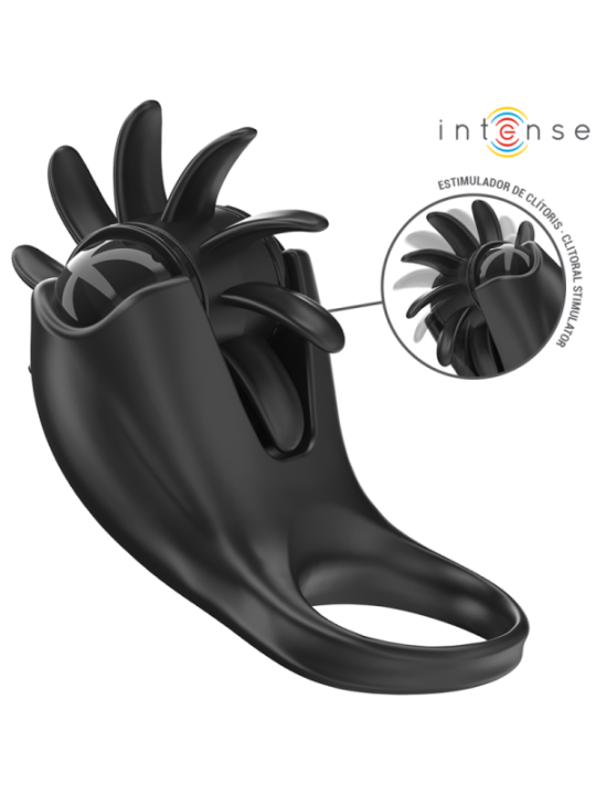 INTENSE - MABEL ANNEAU VIBRANT 10 VIBRATIONS AVEC STIMULATEUR DE CLITORIS NOIR