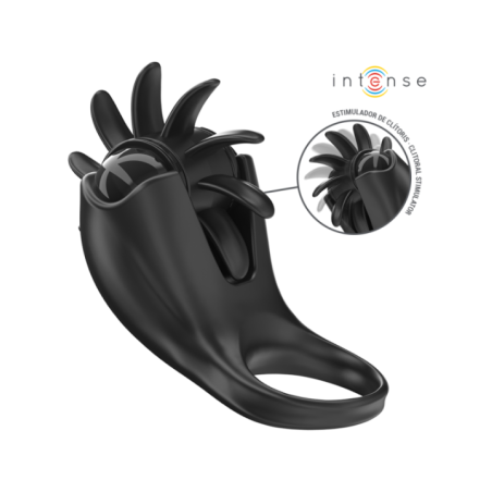 INTENSE - MABEL ANNEAU VIBRANT 10 VIBRATIONS AVEC STIMULATEUR DE CLITORIS NOIR