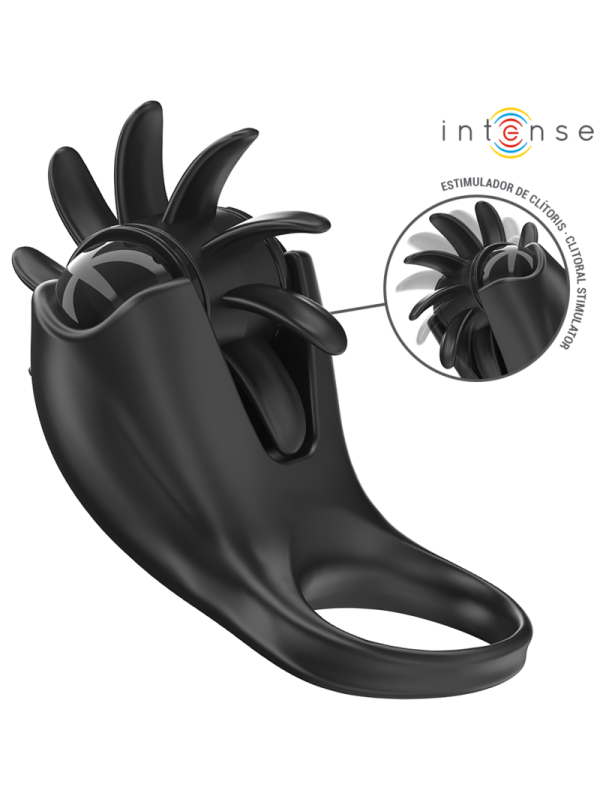 INTENSE - MABEL ANNEAU VIBRANT 10 VIBRATIONS AVEC STIMULATEUR DE CLITORIS NOIR