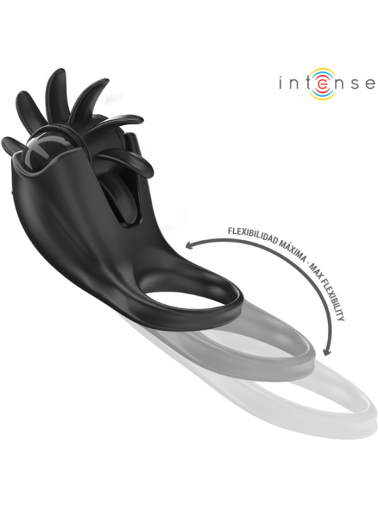 INTENSE - MABEL ANNEAU VIBRANT 10 VIBRATIONS AVEC STIMULATEUR DE CLITORIS NOIR