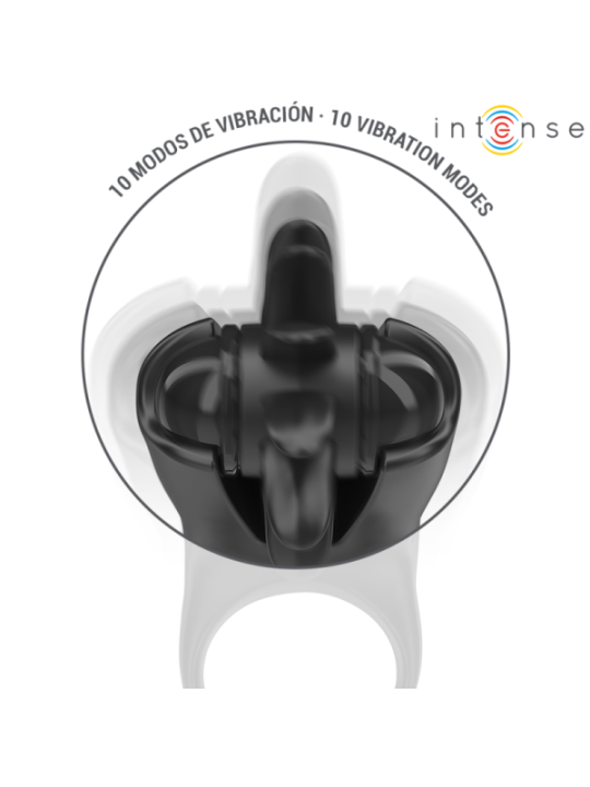 INTENSE - MABEL ANNEAU VIBRANT 10 VIBRATIONS AVEC STIMULATEUR DE CLITORIS NOIR