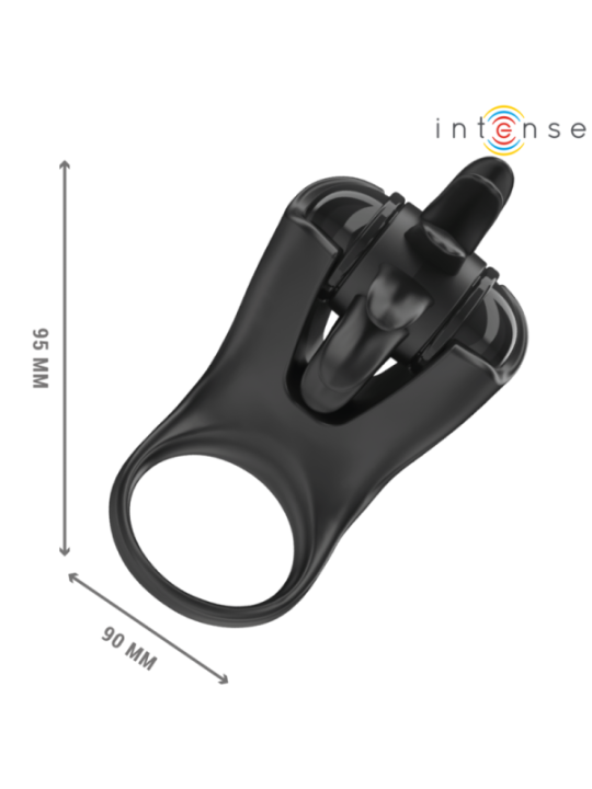 INTENSE - MABEL ANNEAU VIBRANT 10 VIBRATIONS AVEC STIMULATEUR DE CLITORIS NOIR