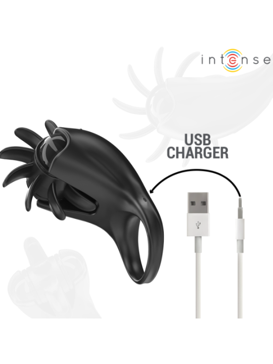 INTENSE - MABEL ANNEAU VIBRANT 10 VIBRATIONS AVEC STIMULATEUR DE CLITORIS NOIR