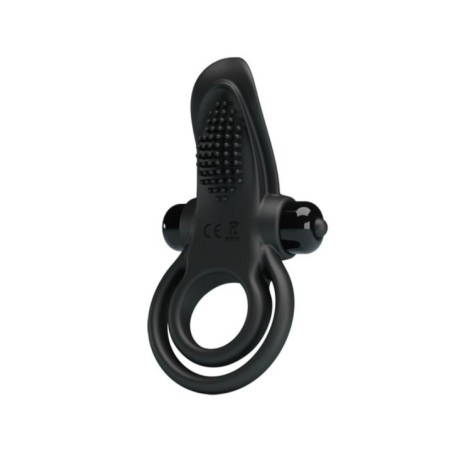 PRETTY LOVE - DOUBLE ANNEAU VIBRANT + STIMULATEUR DE CLITORIS 10 VIBRATIONS NOIR