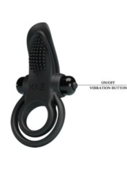 PRETTY LOVE - DOUBLE ANNEAU VIBRANT + STIMULATEUR DE CLITORIS 10 VIBRATIONS NOIR