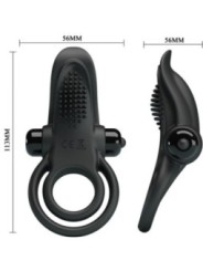 PRETTY LOVE - DOUBLE ANNEAU VIBRANT + STIMULATEUR DE CLITORIS 10 VIBRATIONS NOIR
