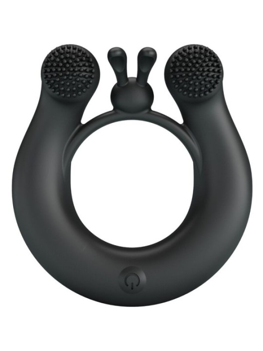 PRETTY LOVE - ANNEAU VIBRANT DAHLIA + STIMULATEUR DE CLITORIS 12 VIBRATIONS NOIR