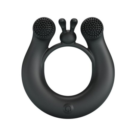 PRETTY LOVE - ANNEAU VIBRANT DAHLIA + STIMULATEUR DE CLITORIS 12 VIBRATIONS NOIR