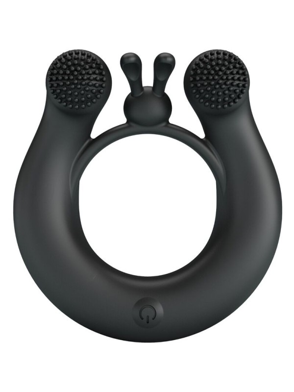 PRETTY LOVE - ANNEAU VIBRANT DAHLIA + STIMULATEUR DE CLITORIS 12 VIBRATIONS NOIR