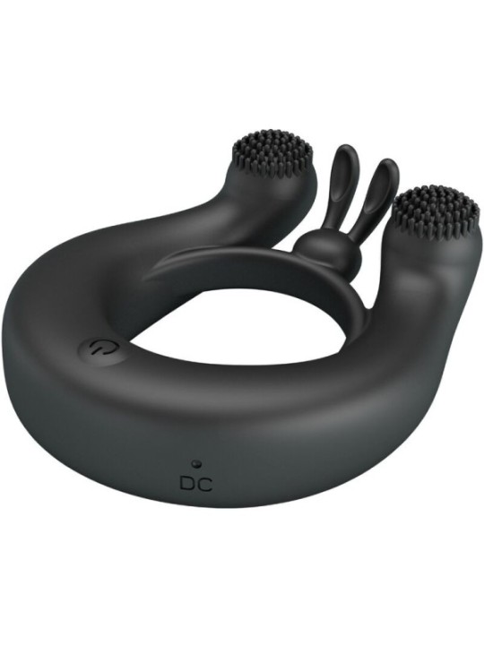 PRETTY LOVE - ANNEAU VIBRANT DAHLIA + STIMULATEUR DE CLITORIS 12 VIBRATIONS NOIR
