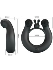 PRETTY LOVE - ANNEAU VIBRANT DAHLIA + STIMULATEUR DE CLITORIS 12 VIBRATIONS NOIR