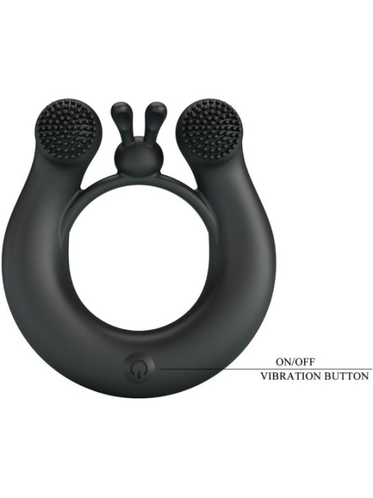 PRETTY LOVE - ANNEAU VIBRANT DAHLIA + STIMULATEUR DE CLITORIS 12 VIBRATIONS NOIR