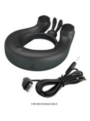PRETTY LOVE - ANNEAU VIBRANT DAHLIA + STIMULATEUR DE CLITORIS 12 VIBRATIONS NOIR