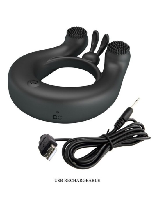 PRETTY LOVE - ANNEAU VIBRANT DAHLIA + STIMULATEUR DE CLITORIS 12 VIBRATIONS NOIR