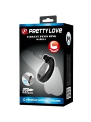 PRETTY LOVE - ANNEAU VIBRANT DAHLIA + STIMULATEUR DE CLITORIS 12 VIBRATIONS NOIR