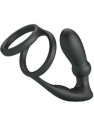 PRETTY LOVE - ANNEAU PÉNIS EMONI + PLUG ANAL 12 VIBRATIONS NOIR