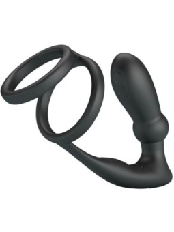 PRETTY LOVE - ANNEAU PÉNIS EMONI + PLUG ANAL 12 VIBRATIONS NOIR