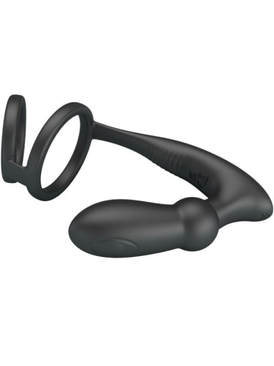 PRETTY LOVE - ANNEAU PÉNIS EMONI + PLUG ANAL 12 VIBRATIONS NOIR
