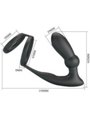 PRETTY LOVE - ANNEAU PÉNIS EMONI + PLUG ANAL 12 VIBRATIONS NOIR