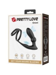 PRETTY LOVE - ANNEAU PÉNIS EMONI + PLUG ANAL 12 VIBRATIONS NOIR