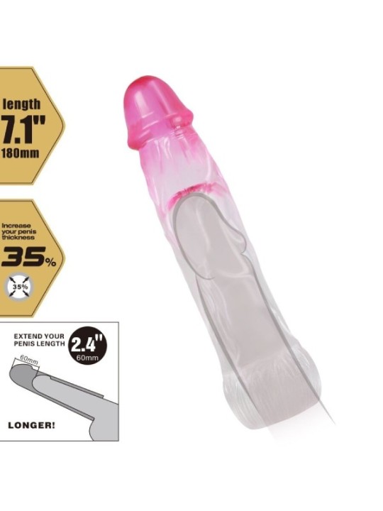 PRETTY LOVE - GAINE D'AGRANDISSEMENT RÉALISTE NERON 6 CM POUR PÉNIS ROSE