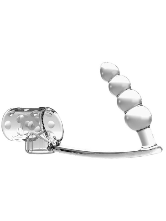 PRETTY LOVE - MANCHON PÉNIS AVEC PLUG ANAL TRANSPARENT