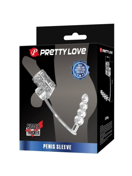 PRETTY LOVE - MANCHON PÉNIS AVEC PLUG ANAL TRANSPARENT
