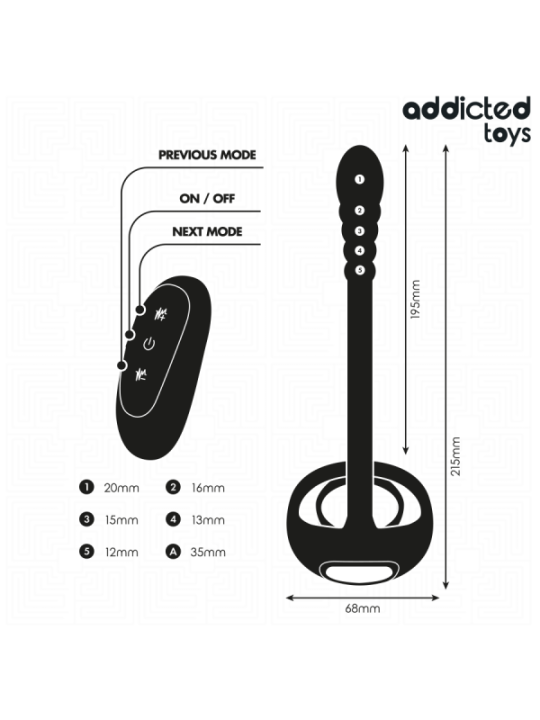 ADDICTED TOYS - ANNEAU PÉNITENTIAIRE VIBRANT POUR POINT P AVEC TÉLÉCOMMANDE