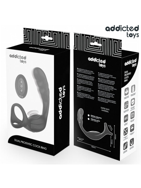 ADDICTED TOYS - ANNEAU PÉNIS PROSTATIQUE DOUBLE AVEC TÉLÉCOMMANDE