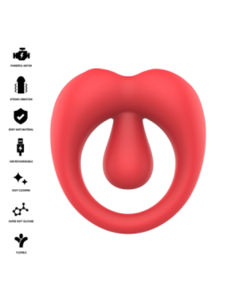 INTENSE - RUSSELL ANILLO VIBRADOR CON ESTIMULACIÓN DE CLÍTORIS ROJO