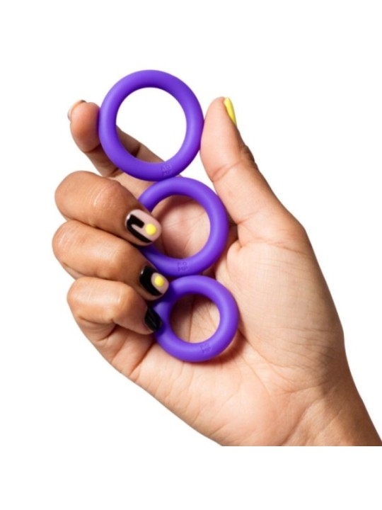 ROMP - REMIX TRIO ENSEMBLE DE 3 ANNEAUX PÉNIS EN SILICONE VIOLETTES