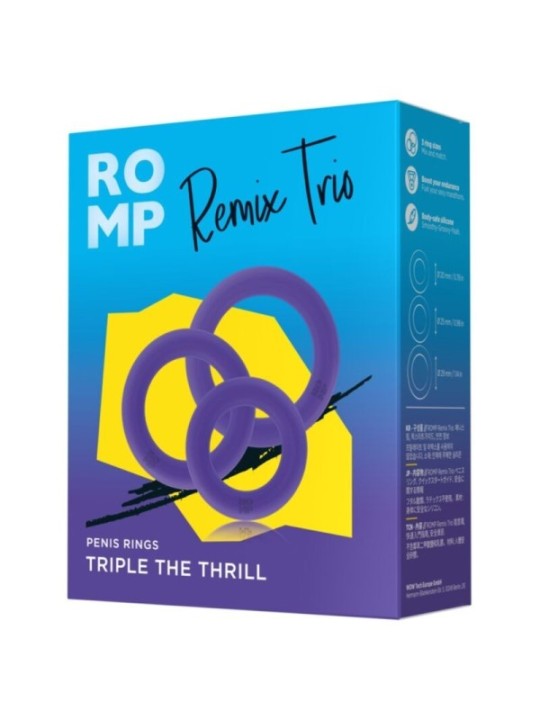 ROMP - REMIX TRIO ENSEMBLE DE 3 ANNEAUX PÉNIS EN SILICONE VIOLETTES