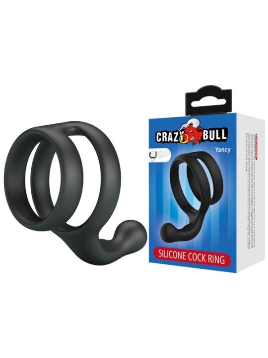CRAZY BULL - YANCY DOUBLE ANNEAU DE PÉNIS ET DE TESTICULES NOIR