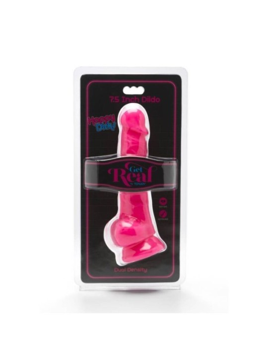 GET REAL - HAPPY DICKS 19 CM AVEC BALLES ROSE