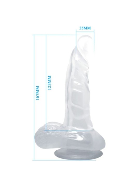 BAILE - GODE RÉALISTE AVEC VENTOUSE ET TESTICULES 16.7 CM TRANSPARENT