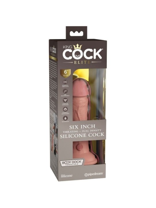 KING COCK - ELITE GODE RÉALISTE VIBRANT & SILICONE 15.2 CM