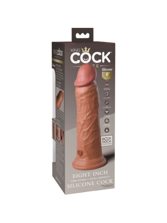 KING COCK - ELITE GODE RÉALISTE VIBRANT & SILICONE 20.3 CM CARAMEL