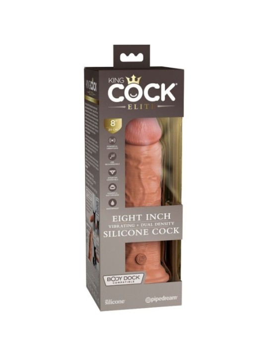 KING COCK - ELITE GODE RÉALISTE VIBRANT & SILICONE 20.3 CM CARAMEL